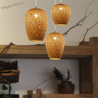 Bamboo Lampshade Led Pendant Lamp - Natural Rattan Wicker Ceiling Chandeliers With Hand - Woven E27