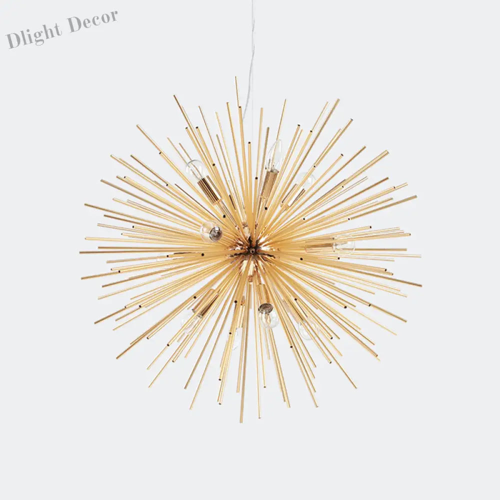 Bathe Your Space In Modern Brilliance With The Gold Metal Starburst Chandelier Pendant Light!