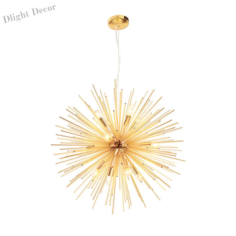 Bathe Your Space In Modern Brilliance With The Gold Metal Starburst Chandelier Pendant Light!