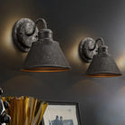 Bella Silver Metal Sconce Light Cone - Industrial Bedroom Wall Lighting Aged Wall Light