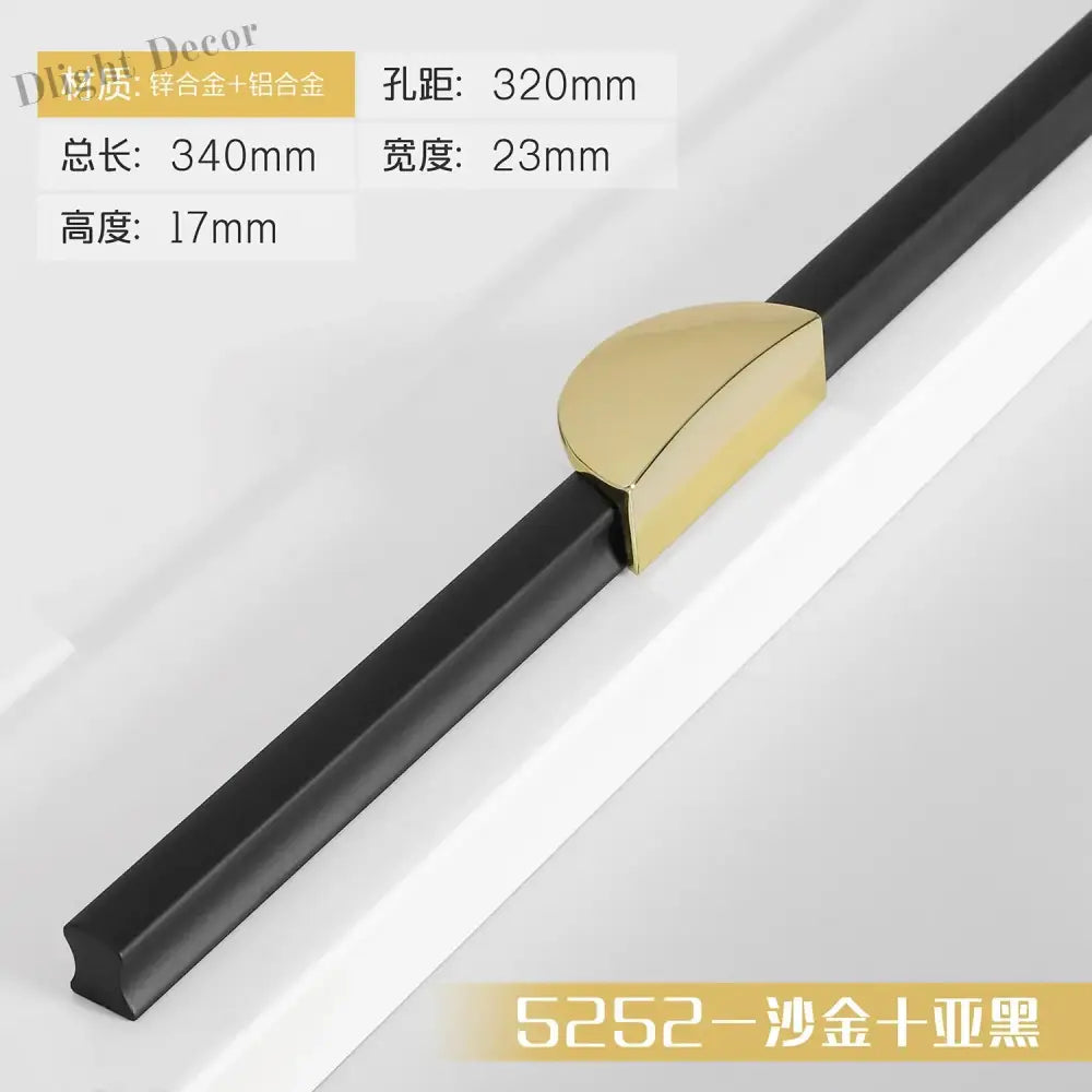Black and Gold Cabinet Pulls - Double Color Aluminum Zinc Alloy Handles for Wardrobes and Kitchens 5252A-320mm Handles