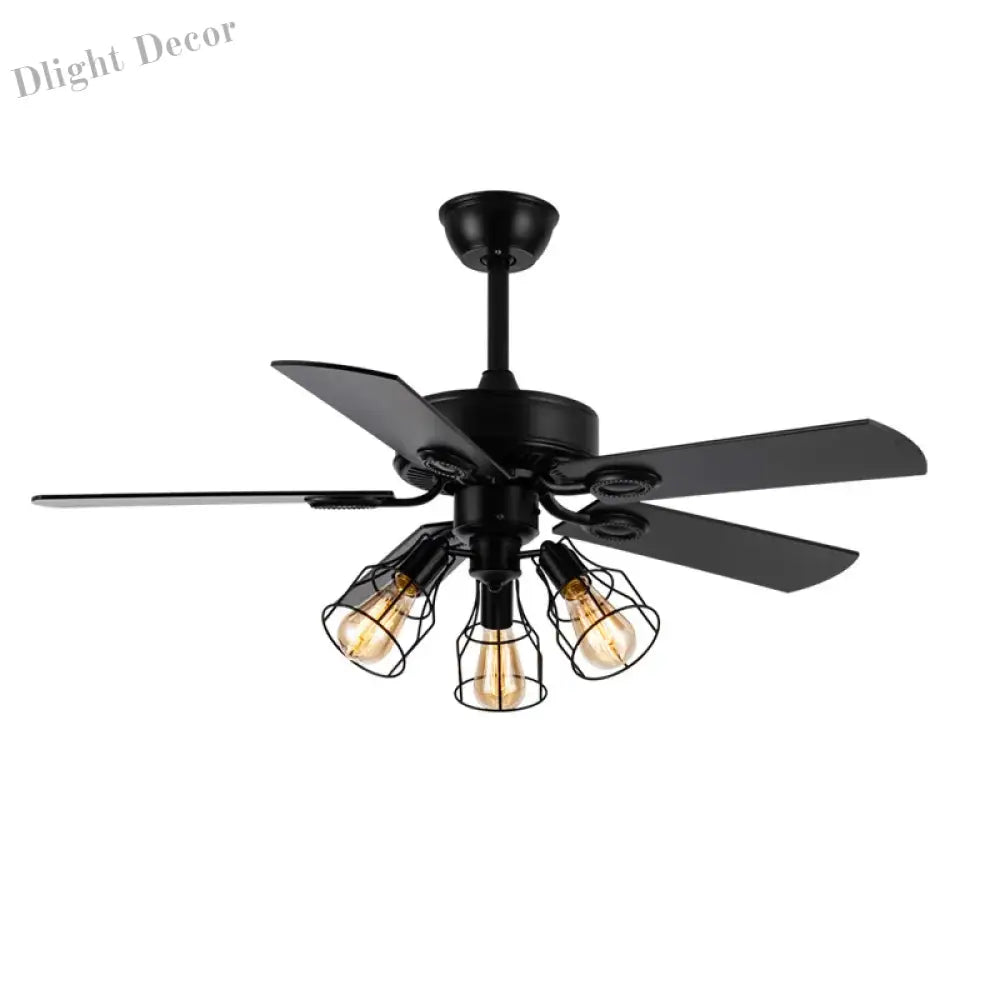 Black Ceiling Fans With Lights Remote Industrial Vintage Postmodern Fan Lamp For Kitchen Island