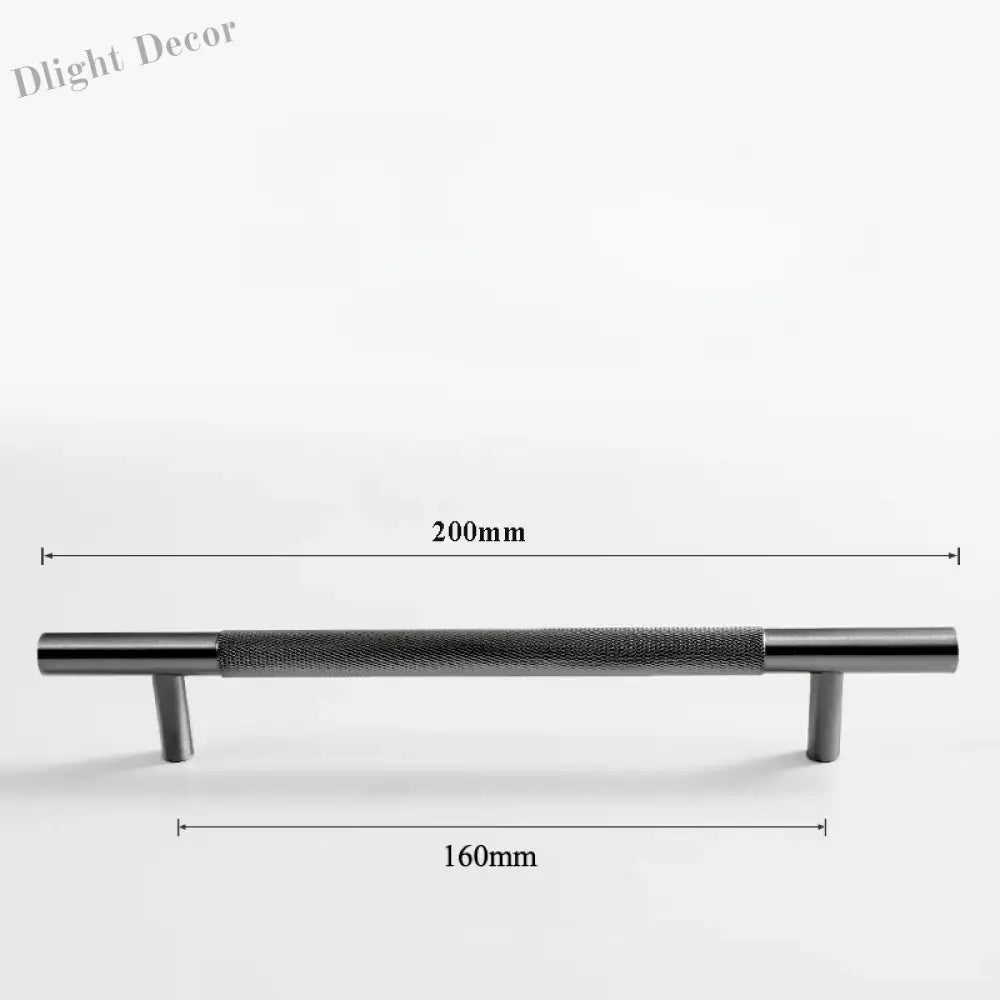 Black Knurled Brass Furniture Handles – Textured Drawer Knobs and Wardrobe Bar Pulls black 200mm Handles