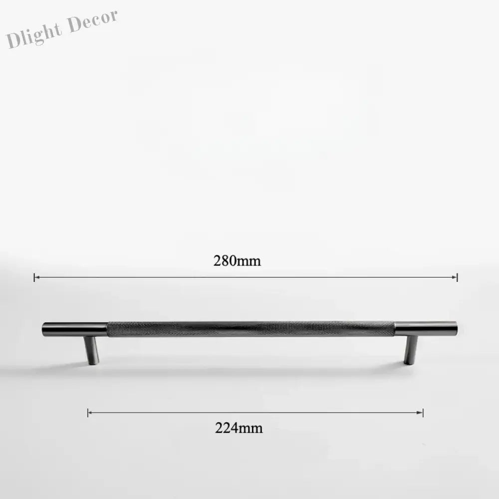 Black Knurled Brass Furniture Handles – Textured Drawer Knobs and Wardrobe Bar Pulls black 280mm Handles