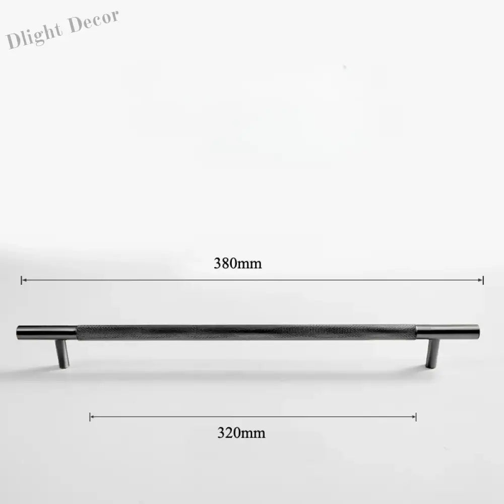 Black Knurled Brass Furniture Handles – Textured Drawer Knobs and Wardrobe Bar Pulls black 380mm Handles