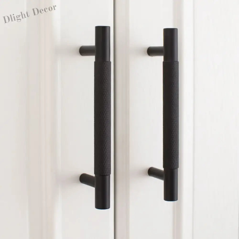 Black Knurled Brass Furniture Handles – Textured Drawer Knobs and Wardrobe Bar Pulls Handles