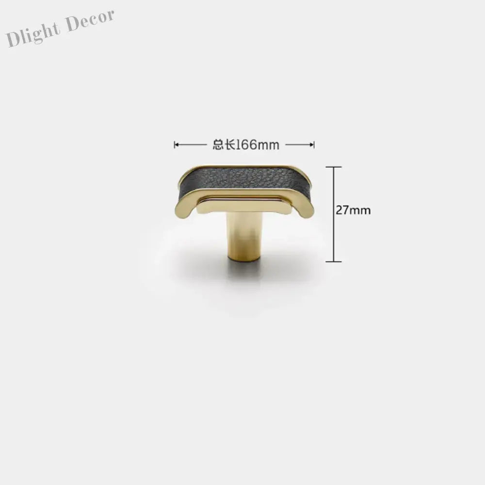 Black Leather and Gold Zinc Alloy Cabinet Handle – Luxury Drawer Pull for Wardrobes and Dressers (128mm) Knob / CHINA