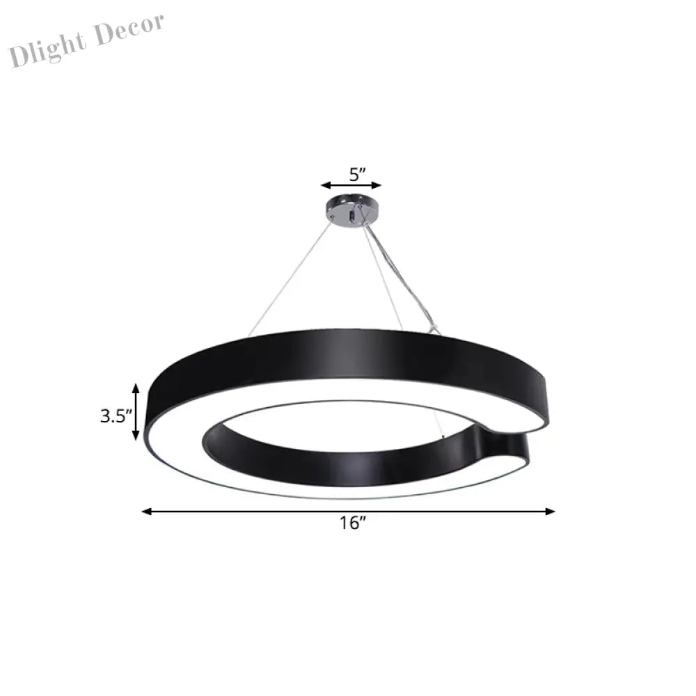 Blake’s Bold C - Curve: Modern Led Pendant Lamp In Black Or White Ceiling Light