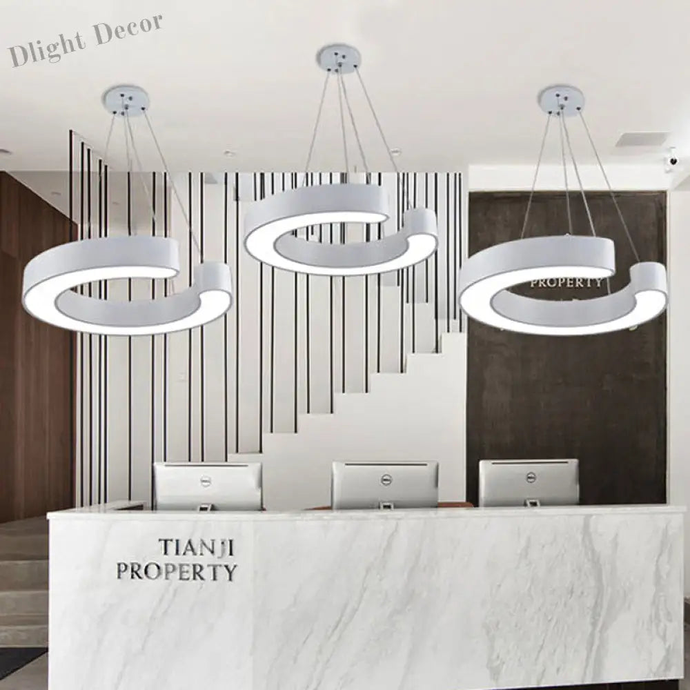 Blake’s Bold C - Curve: Modern Led Pendant Lamp In Black Or White Ceiling Light