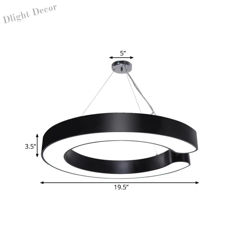 Blake’s Bold C - Curve: Modern Led Pendant Lamp In Black Or White Ceiling Light