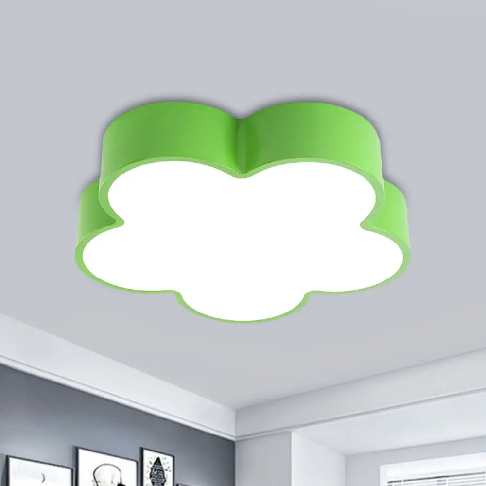 Blooming Fun: Colorful Flower Led Ceiling Light For Kids Green