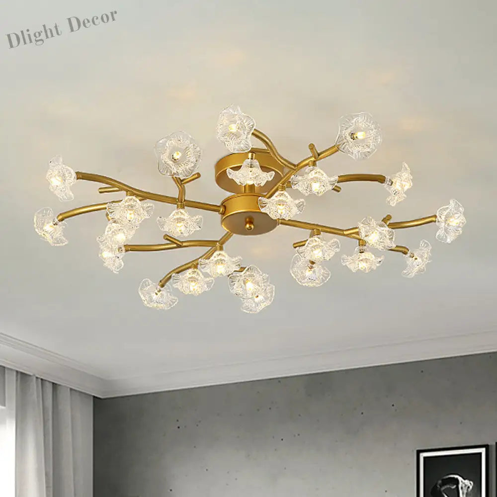 Blossoming Elegance: The Contemporary Floral Semi - Flush Mount Ceiling Lamp Light Fixtures