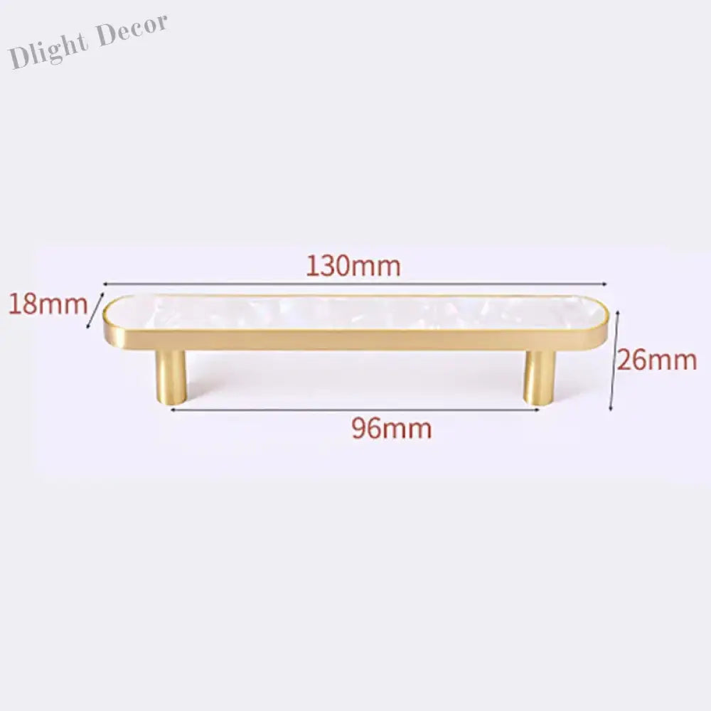 Brass and Acrylic Cabinet Handles – Colorful European Wardrobe Pulls for Furniture (96/128mm Hole Distance) 130mm B