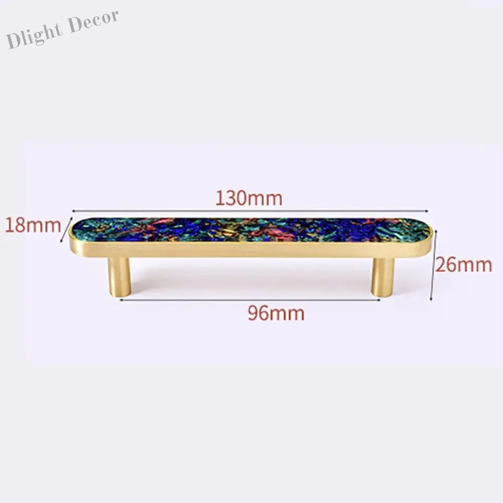 Brass and Acrylic Cabinet Handles – Colorful European Wardrobe Pulls for Furniture (96/128mm Hole Distance) 130mm C