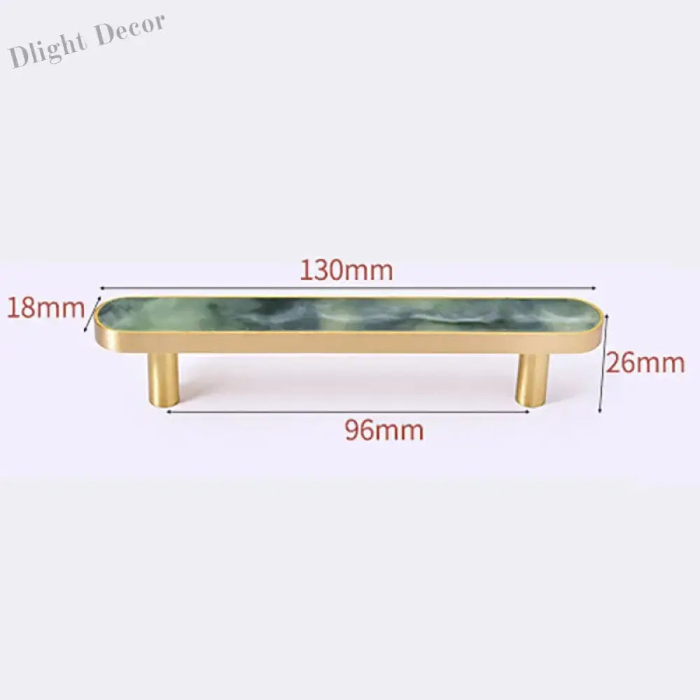 Brass and Acrylic Cabinet Handles – Colorful European Wardrobe Pulls for Furniture (96/128mm Hole Distance) 130mm D