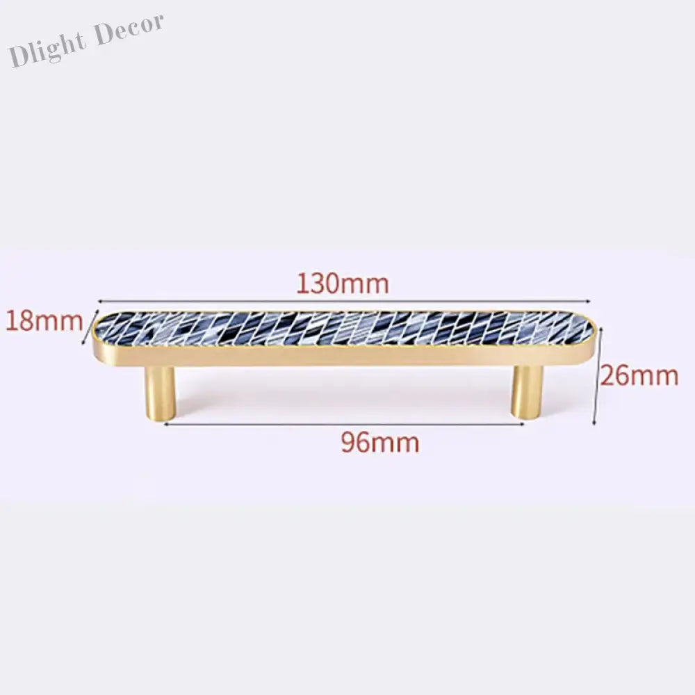 Brass and Acrylic Cabinet Handles – Colorful European Wardrobe Pulls for Furniture (96/128mm Hole Distance) 130mm E