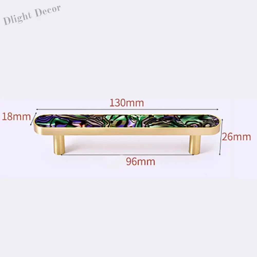 Brass and Acrylic Cabinet Handles – Colorful European Wardrobe Pulls for Furniture (96/128mm Hole Distance) 130mm H