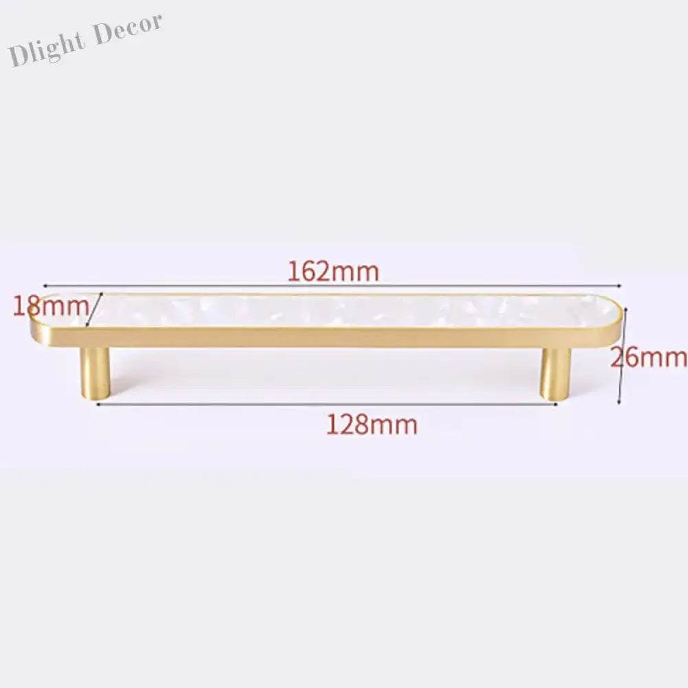 Brass and Acrylic Cabinet Handles – Colorful European Wardrobe Pulls for Furniture (96/128mm Hole Distance) 162mm B