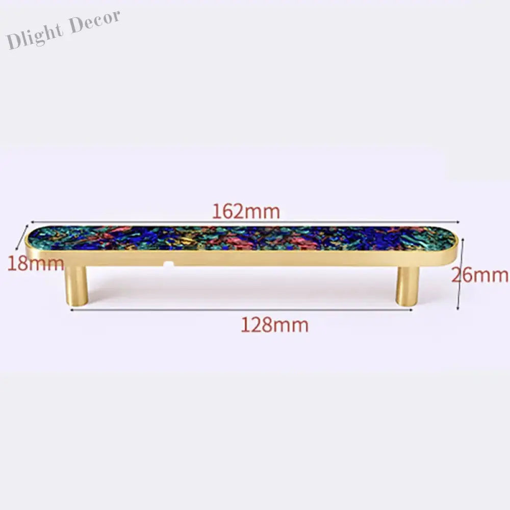 Brass and Acrylic Cabinet Handles – Colorful European Wardrobe Pulls for Furniture (96/128mm Hole Distance) 162mm C