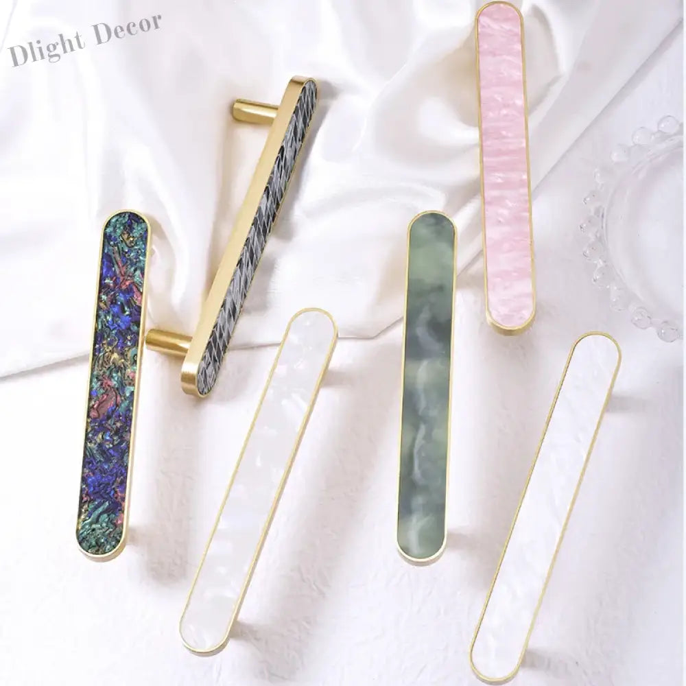 Brass and Acrylic Cabinet Handles – Colorful European Wardrobe Pulls for Furniture (96/128mm Hole Distance) Handles