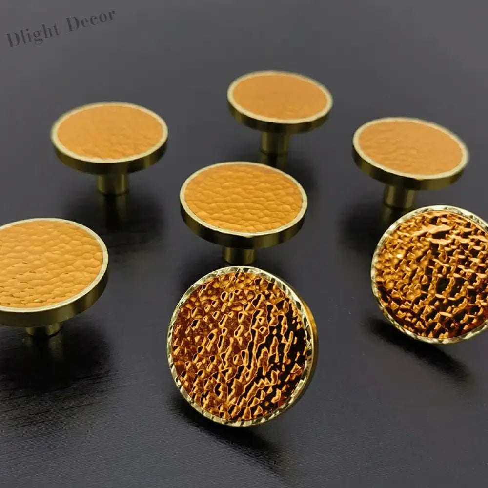 Brass and Red Copper Hammered Cabinet Knob – Modern Kitchen Drawer and Dresser Pull Handle Knob
