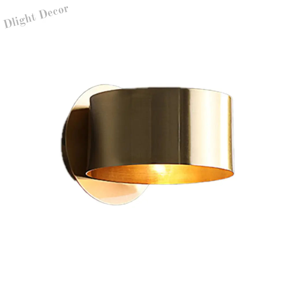 Brass Drum Wall Sconce: Modern 1 - Head Metal Bedroom Light Wall Lamp