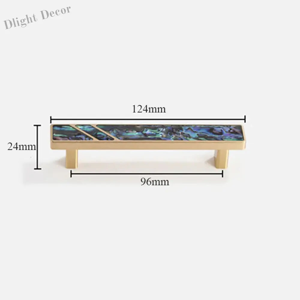 Brass Furniture Handle with Natural Shell – Modern Wardrobe Drawer and Dresser Knobs colorful 124mm Handles