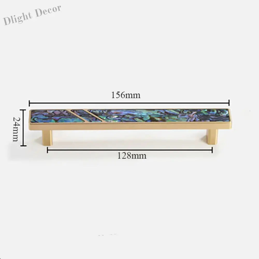 Brass Furniture Handle with Natural Shell – Modern Wardrobe Drawer and Dresser Knobs colorful 156mm Handles
