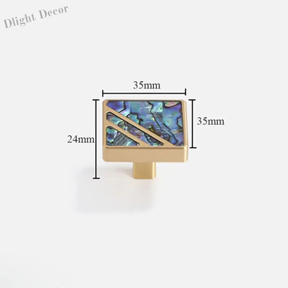 Brass Furniture Handle with Natural Shell – Modern Wardrobe Drawer and Dresser Knobs colorful 35mm Handles