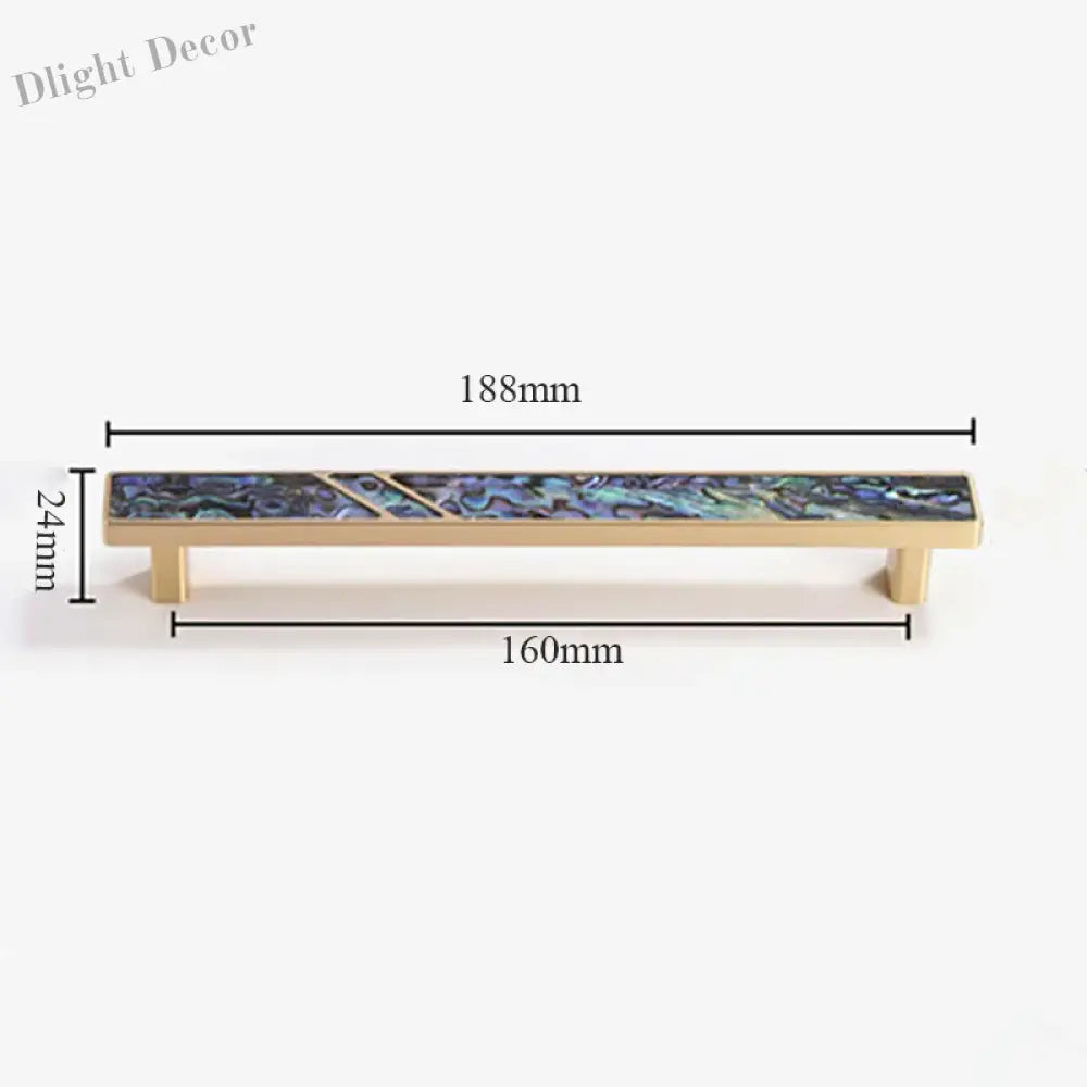 Brass Furniture Handle with Natural Shell – Modern Wardrobe Drawer and Dresser Knobs colorful188mm Handles