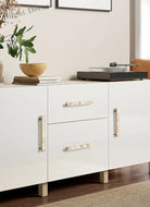 Brass Furniture Handle with Natural Shell – Modern Wardrobe Drawer and Dresser Knobs Handles
