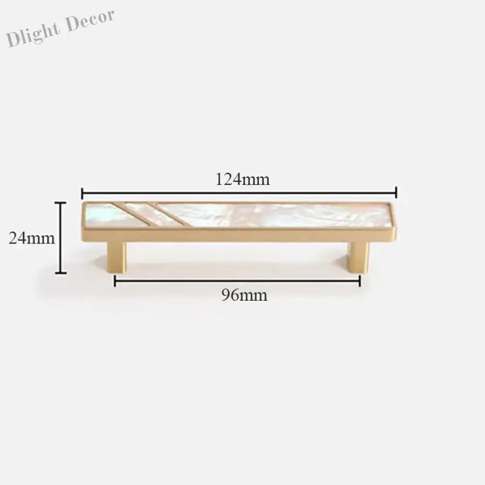 Brass Furniture Handle with Natural Shell – Modern Wardrobe Drawer and Dresser Knobs white 124mm Handles