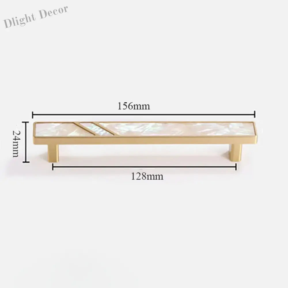 Brass Furniture Handle with Natural Shell – Modern Wardrobe Drawer and Dresser Knobs white 156mm Handles