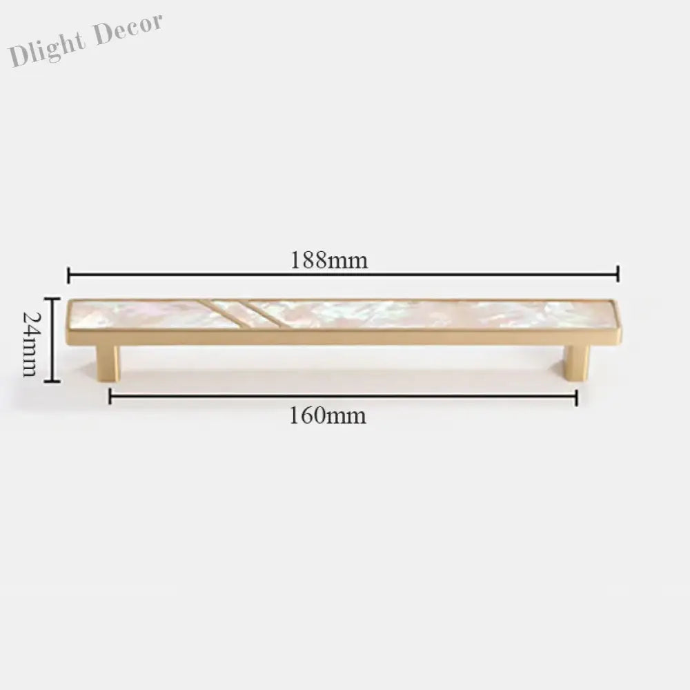 Brass Furniture Handle with Natural Shell – Modern Wardrobe Drawer and Dresser Knobs white 188mm Handles