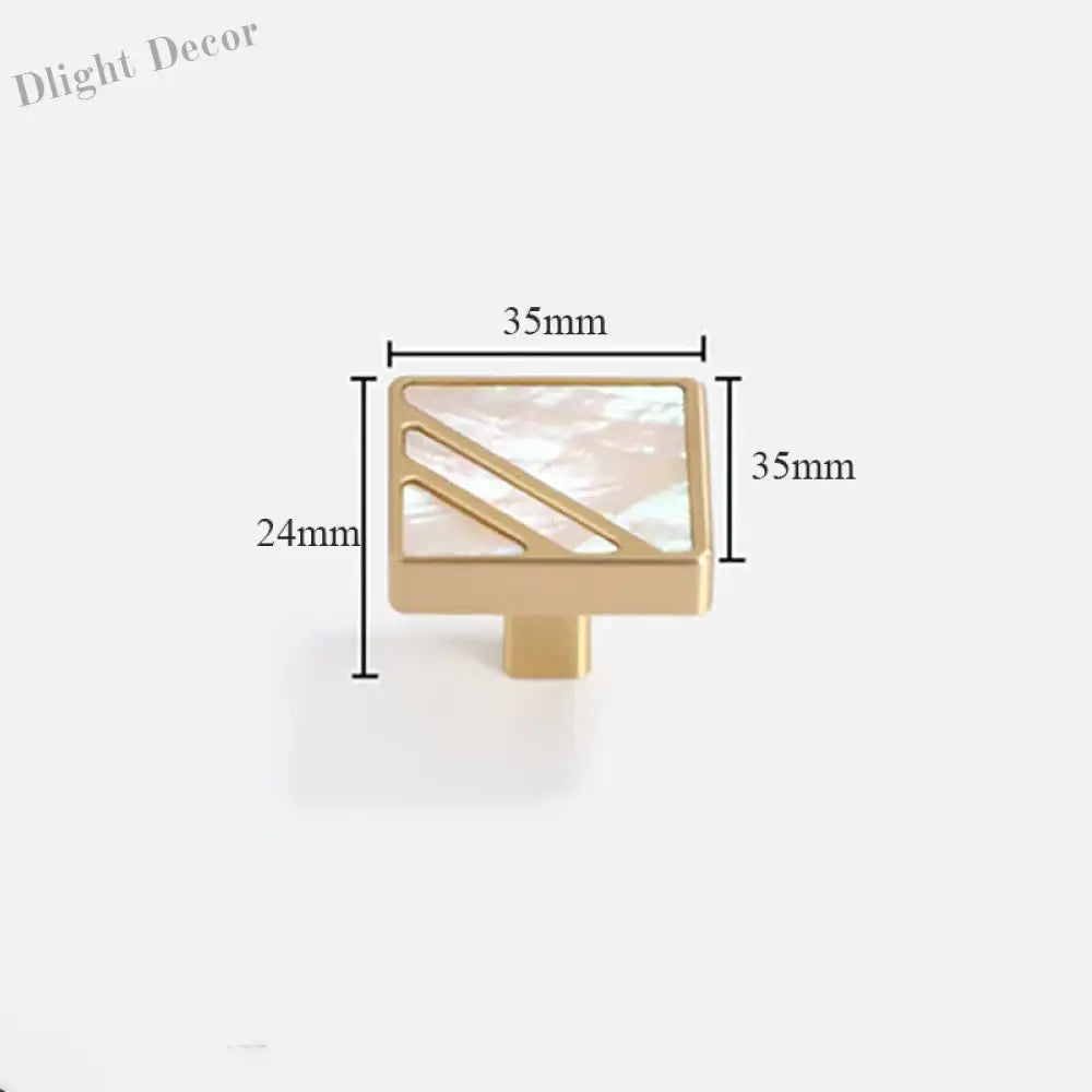 Brass Furniture Handle with Natural Shell – Modern Wardrobe Drawer and Dresser Knobs white 35mm Handles