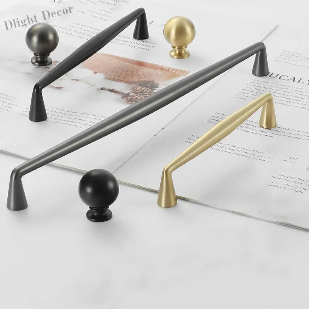 Brass Gold Black and Gray Cabinet Handles – Nordic Wardrobe Knobs and American Bar Pulls Handles