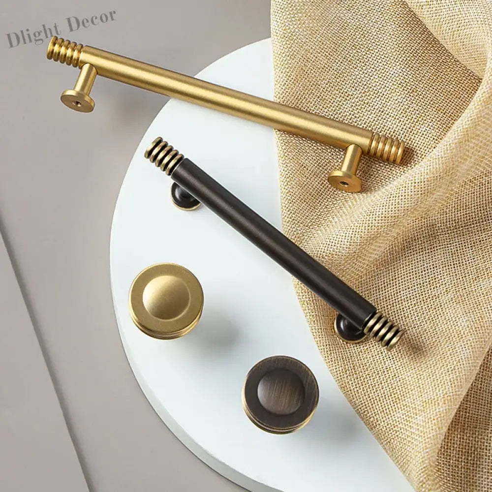 Brass Kitchen Cabinet Handles – Gold Textured Drawer Knobs and Door Bar Handles Handles