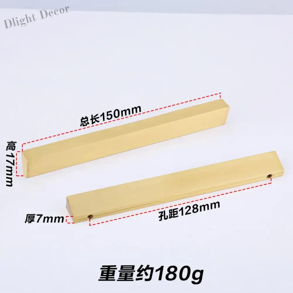 Brass Trapezoidal Cabinet Handles - High-End Golden Drawer Pulls for Wardrobes and Furniture Brass-128mm Handles
