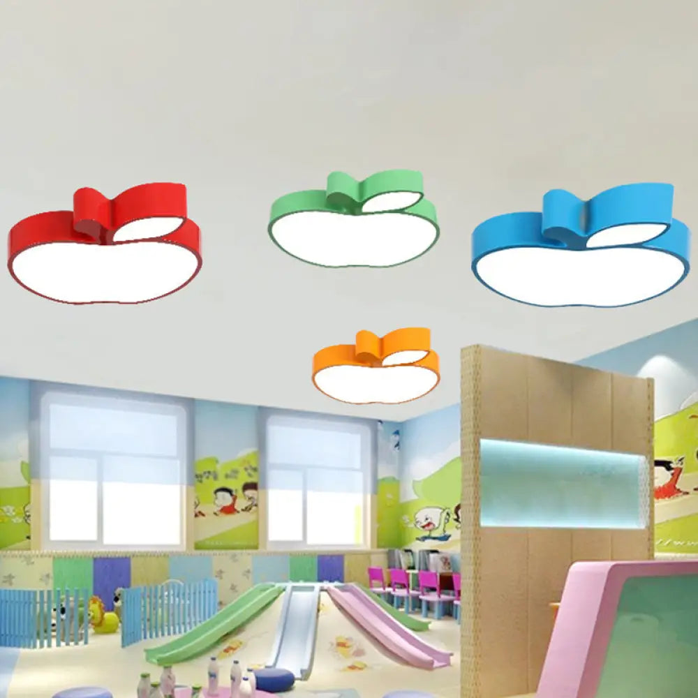 Brighten And Delight: Playful Apple - Shaped Nursery Light Green / White Ceiling