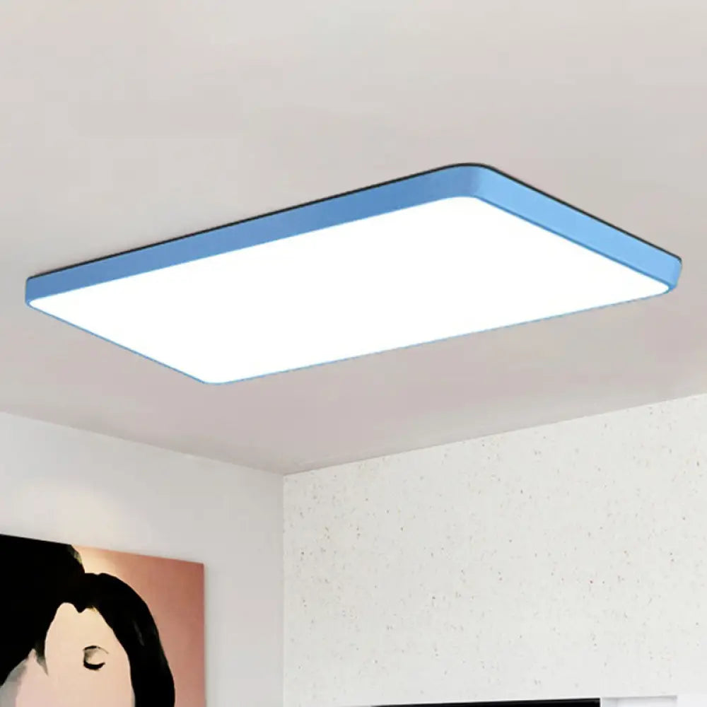 Brighten Your Space With Fun And Color: The Macaron Rectangular Flush Mount Blue / 12’ Ceiling Light