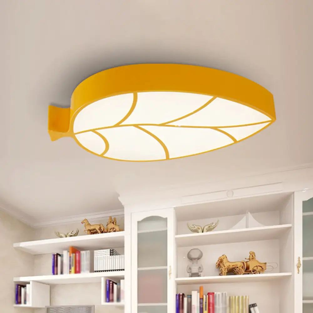 Bring Nature’s Tranquility To Your Nursery: Leaf - Shaped Led Ceiling Light Yellow / Warm