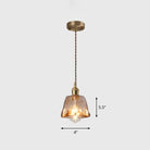 Brooklyn Shaded Pendant Light - Brown Glass Brass Hanging For Dining Rooms / B