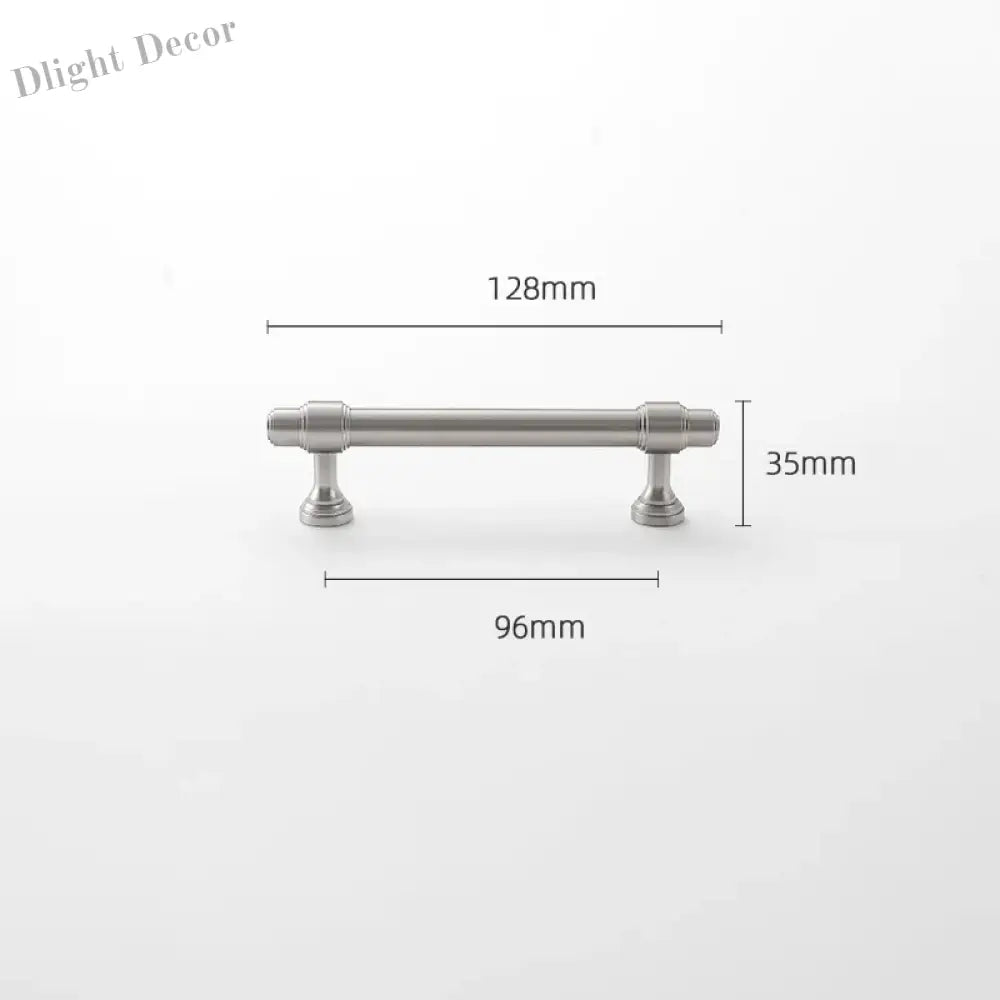 Brushed Nickel Brass Furniture Handles – Matte Silver Cabinet Pulls and Drawer Bars 128mm Handle
