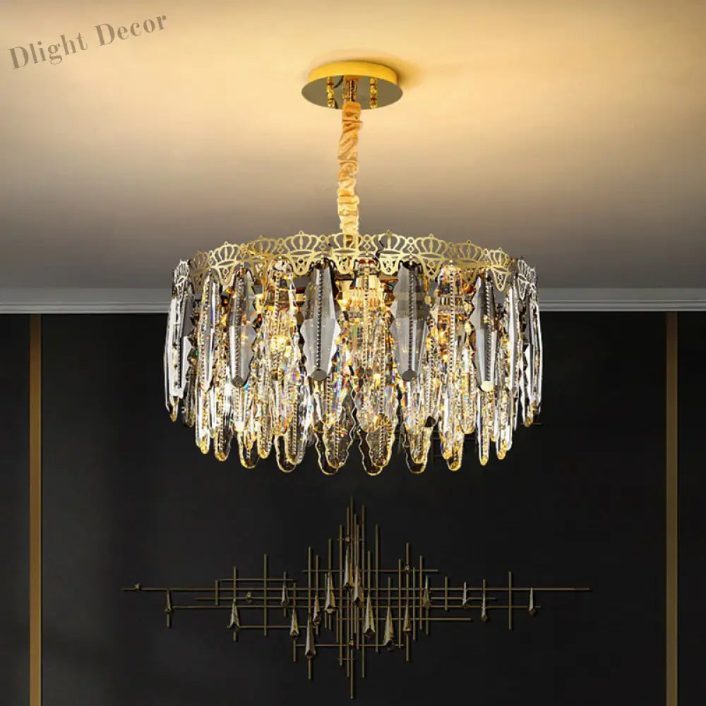 Brynlee Elegance Blooms: Crystal Leaf Pendant Light Chandelier