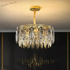 Brynlee Elegance Blooms: Crystal Leaf Pendant Light Chandelier