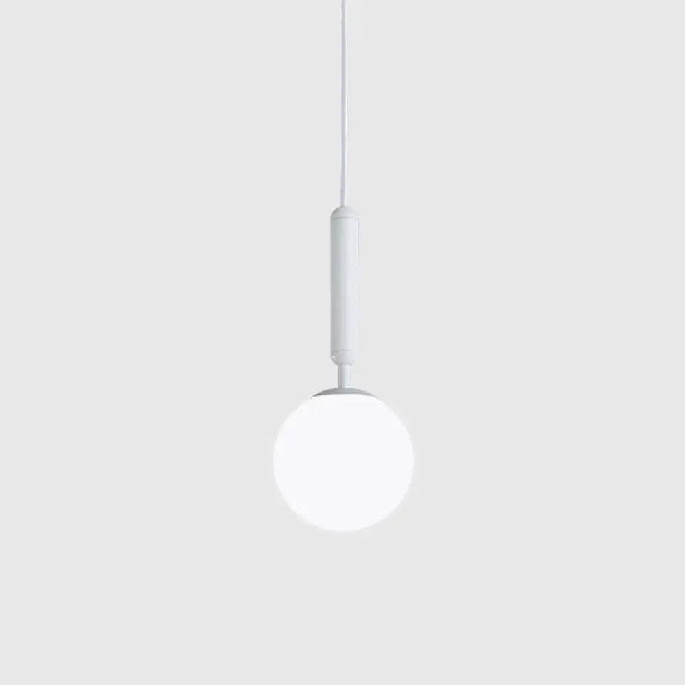 Brynn Modern White Glass Globe Pendant: Illuminate Your Space With Timeless Elegance / 6’