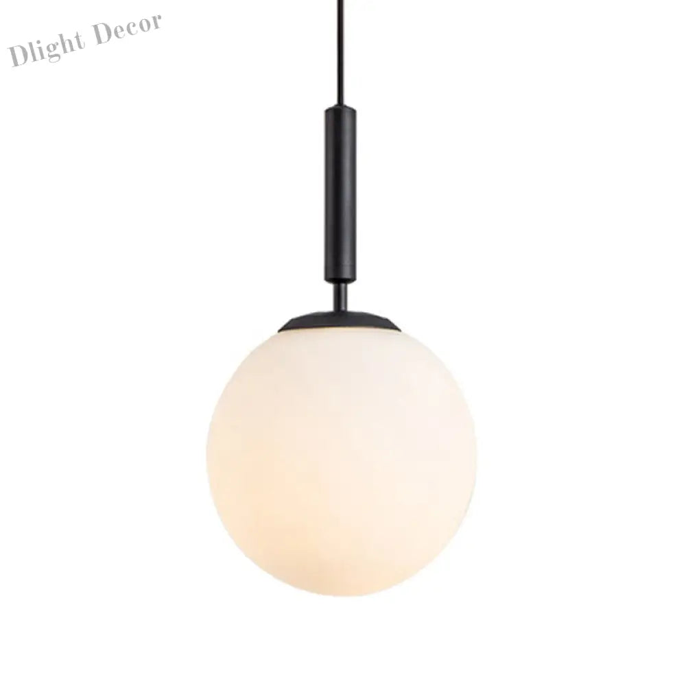 Brynn Modern White Glass Globe Pendant: Illuminate Your Space With Timeless Elegance Black / 10’