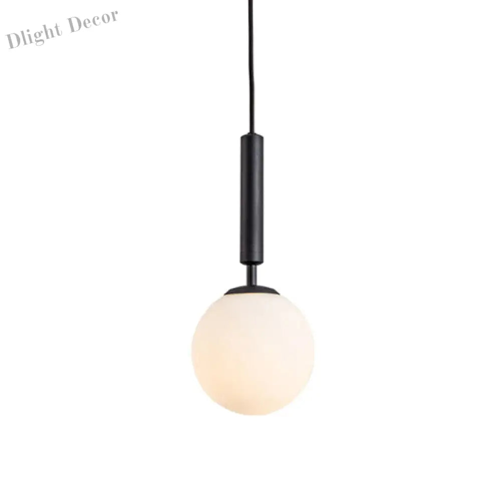 Brynn Modern White Glass Globe Pendant: Illuminate Your Space With Timeless Elegance Black / 6’