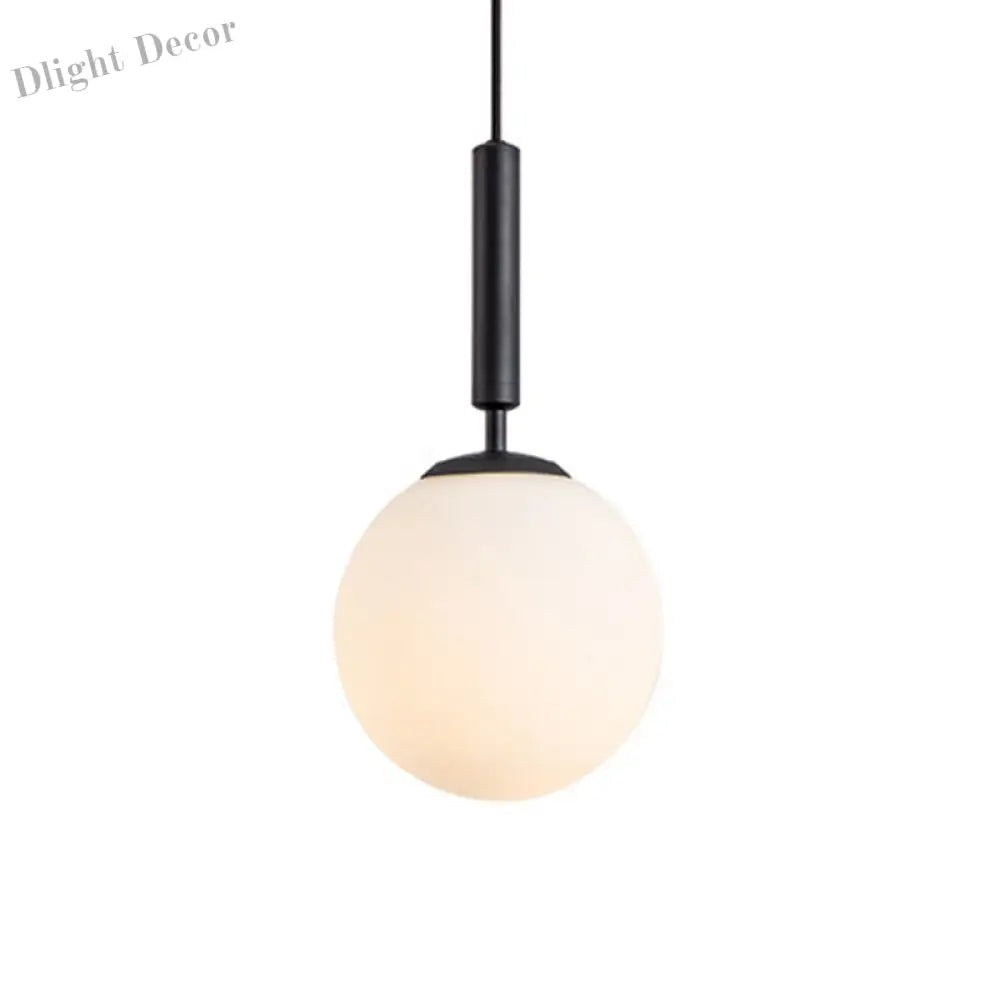 Brynn Modern White Glass Globe Pendant: Illuminate Your Space With Timeless Elegance Black / 8’