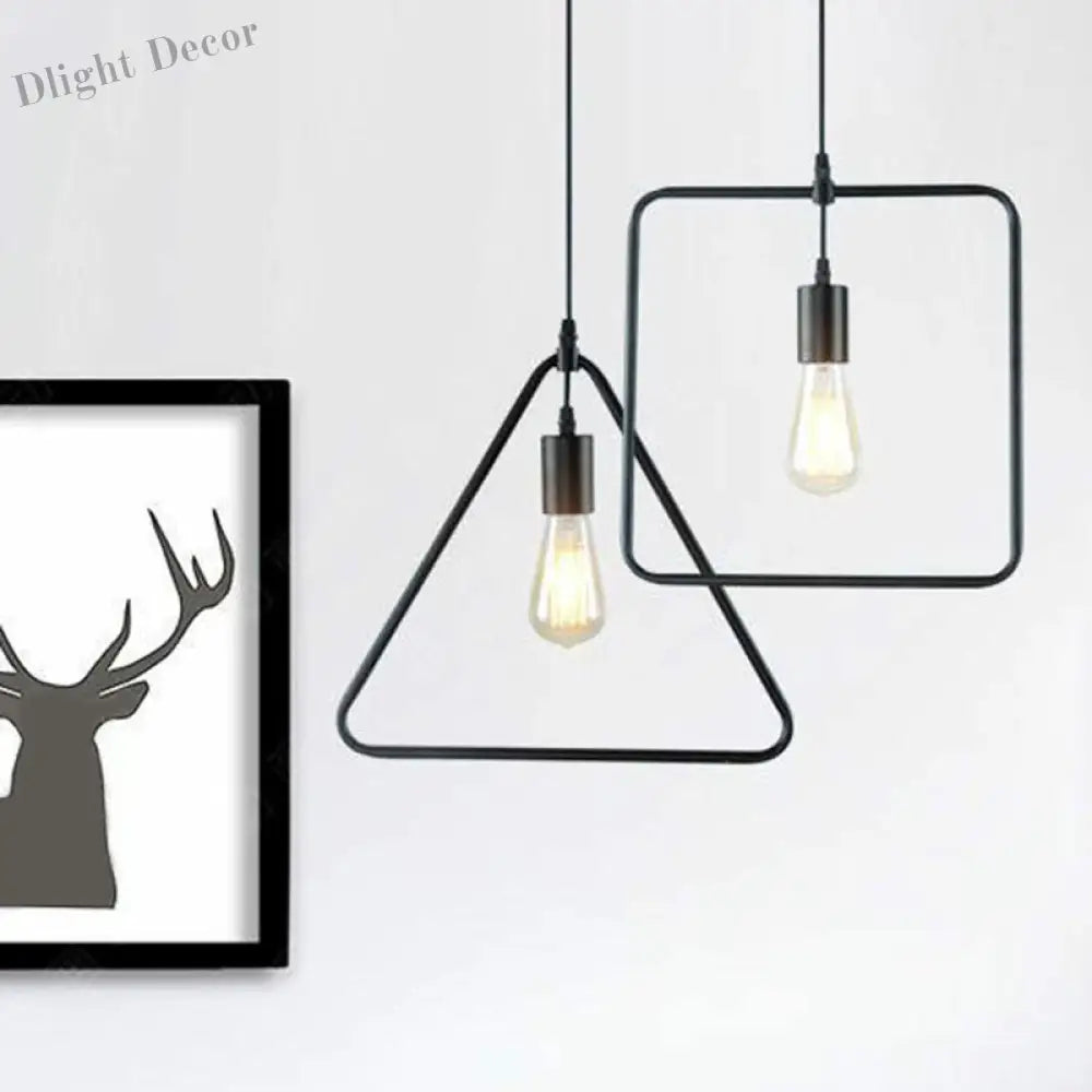 Cali Geometric Pendant: Bold Style & Warm Ambiance (Black Metal)